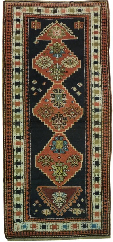 WIDE RUNNER Semi- Antique Russian Azerbaijan Kazak Rug (1 of 6)
