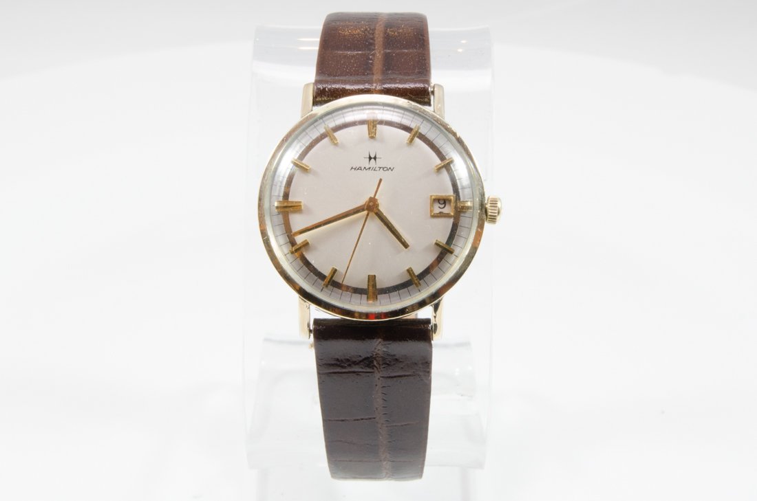 Hamilton GL: Brand: Hamilton Model: GL Serial: 10KTRGP 10KT yellow gold plated leather strap, champagne dial Reference Number: 302 Circa 1960 34mm case
