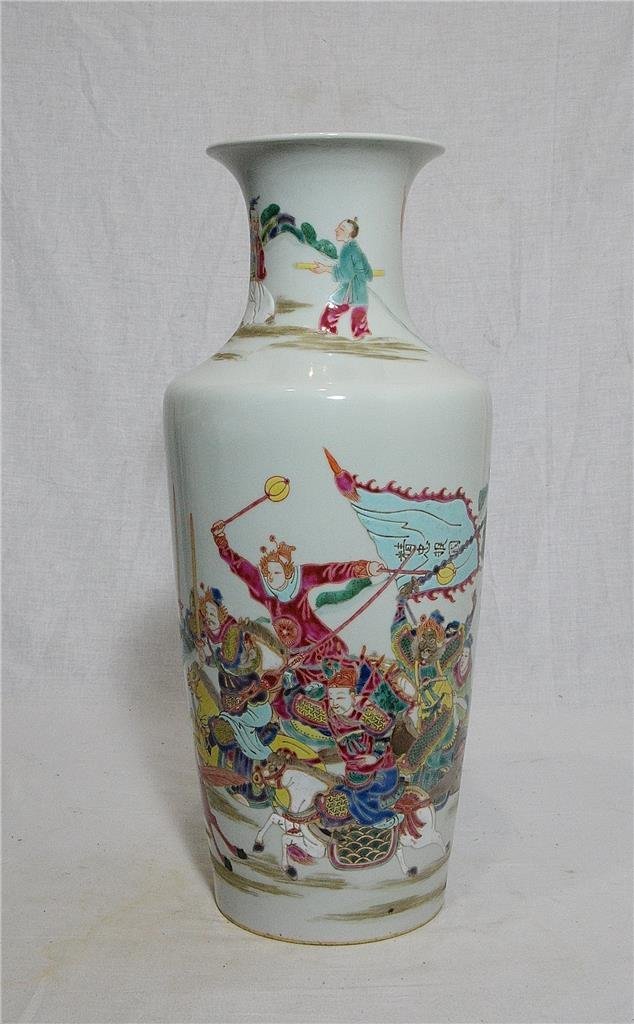 Chinese Wu-Cai Porcelain Vase: Chinese Wu-Cai porcelain vase, decorated with landscape and figures. Good condition. 17" height. Buyer Pays Shipping Ships From California LA Ref: NIS-2418