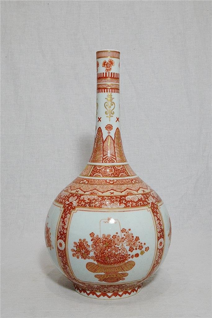Chinese Iron Red and White Porcelain Long Neck Vase (1 of 6)
