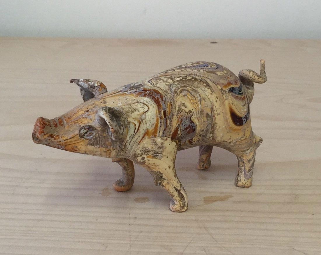 Sancai glass pig (1 of 12 zodiac).  Tang Period. (1 of 5)
