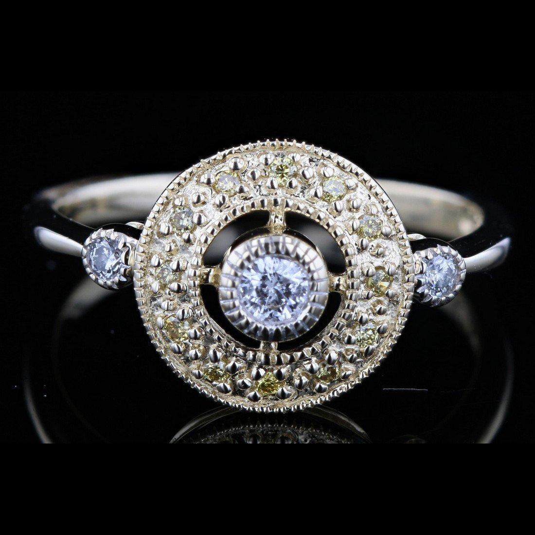 14k Yellow Gold, 0.09CT Yellow, 0.10CT Diamond Ring (1 of 4)