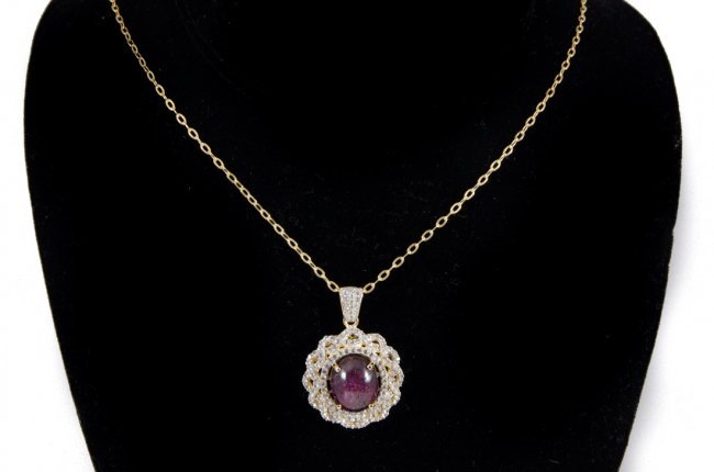Solid Yellow White Gold Plated Silver Ruby Pendant (1 of 2)