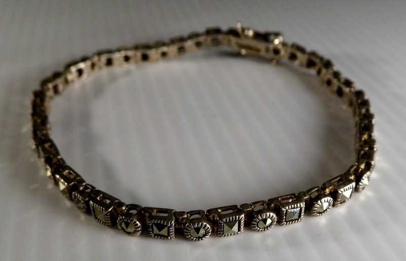 Mid- Century Sterling Silver Marcasite Tennis Bracelet: Mid- Century Sterling Silver Marcasite Tennis Bracelet Not diamonds, but pretty.For practice matches. Free shipping within the USA, 1.5% insurance surcharge (based on the final hammer price) will appl
