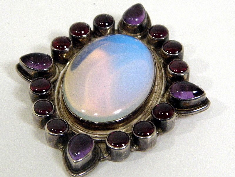 Large Sterling Silver Custom Moonstone Amethyst Garnet (1 of 4)