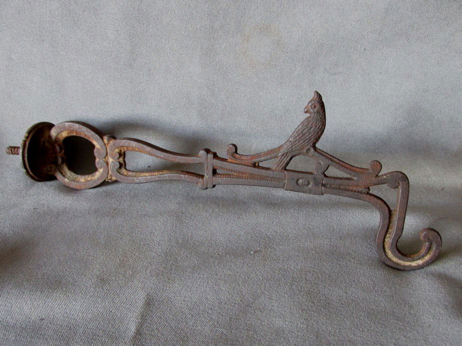 Antique Cast Iron Bird Cage, Plant Hook w/ Bird (1 of 5)