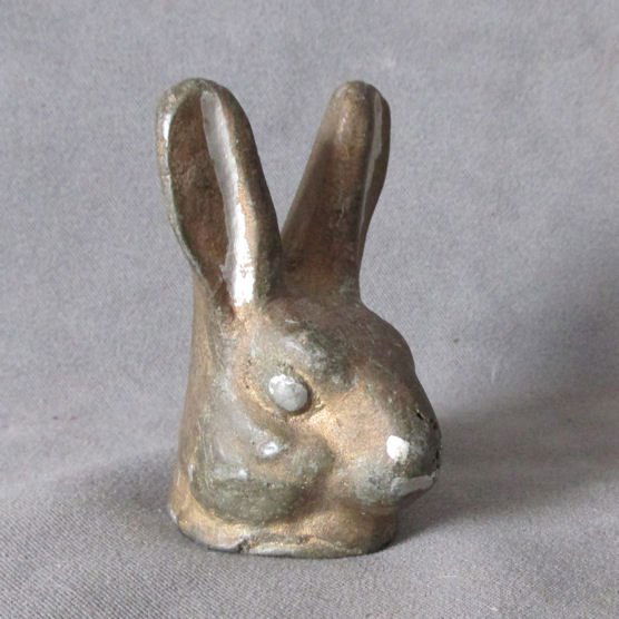 Old Figural Rabbit Head Paperweight (1 of 4)