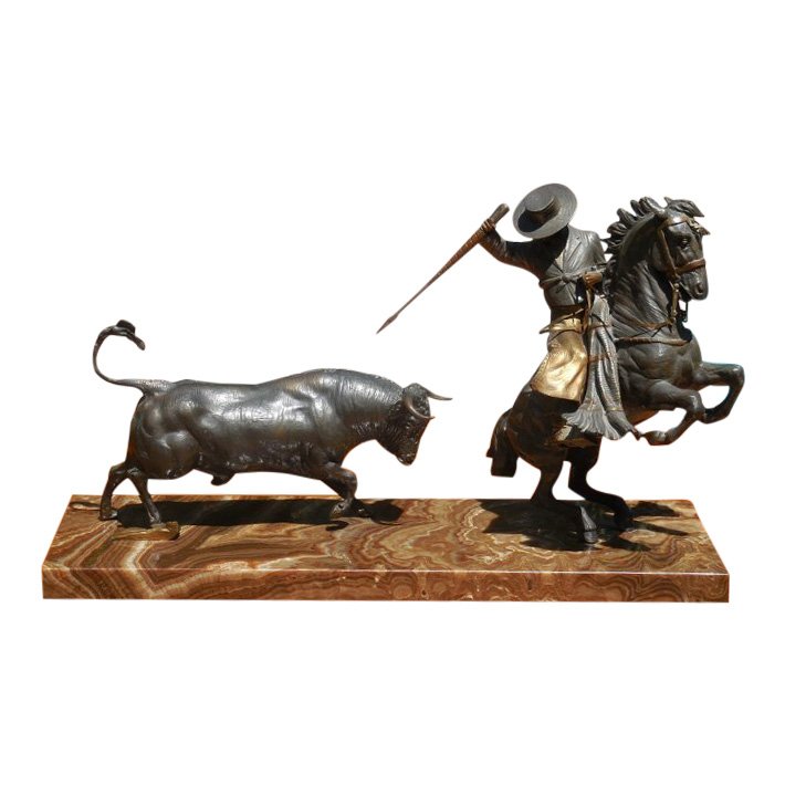 Rare Antique European Bronze Sculpture of Bullfighter (1 of 4)