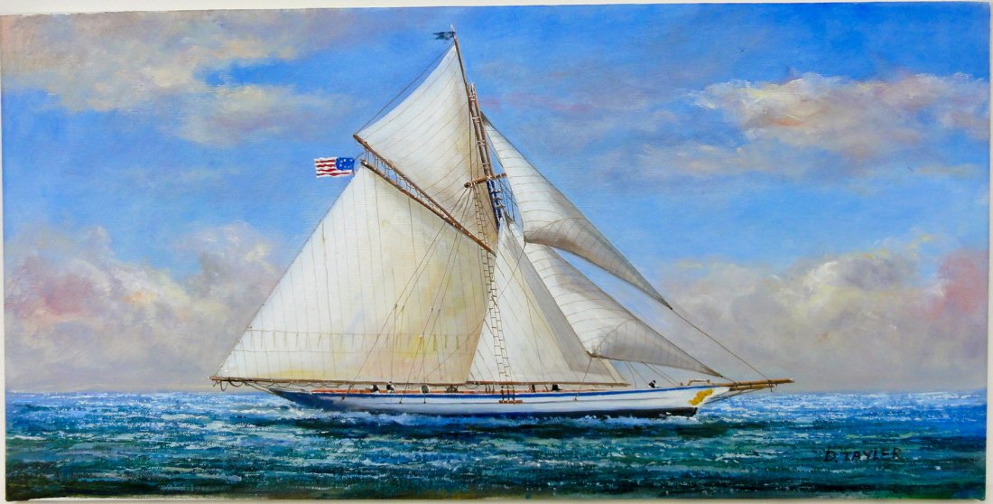 Full Sail, Original Oil on canvas by D. Tayler (1 of 6)