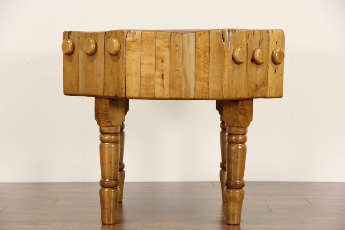 Maple Butcher Octagon 1900 Antique Chopping Block