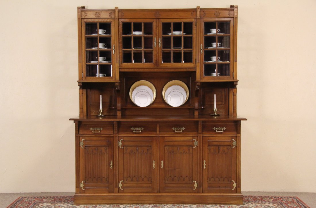 English Arts & Crafts 1900 Antique Mahogany Back Bar (1 of 10)