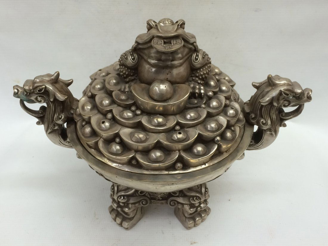 Large White Metal Incense Burner (1 of 8)