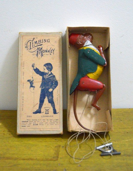 Painted Tin "Climbing Monkey" Toy (1 of 5)