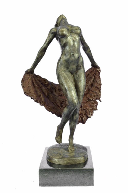 antique look 100% solid bronze sculpture on marble base (1 of 9)