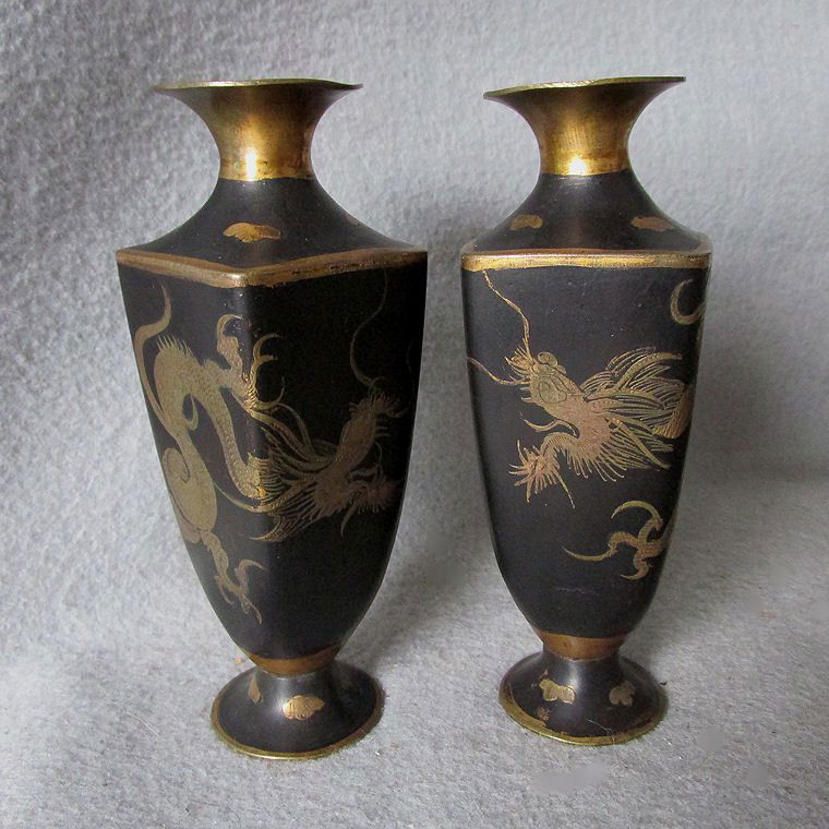 PR Antique Komai Japanese Mixed Metal Vases with (1 of 7)