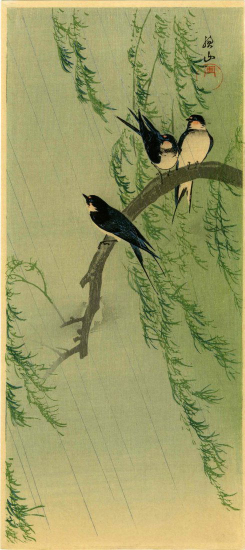SOZAN ITO - THREE SWALLOWS IN A WILLOW - 1910s (1 of 2)