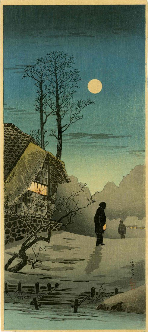 SHOTEI TAKAHASHI (HIROAKI) - MOON RISING AT NOKIZAKI - (1 of 2)