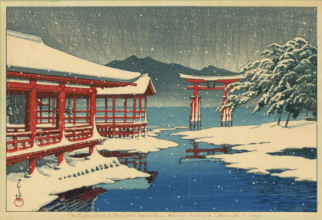 HASUI KAWASE - MIYAJIMA SHRINE IN THE SNOW - 1935 (1 of 2)
