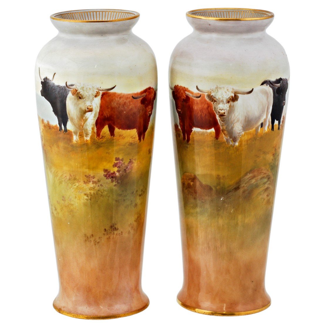 Royal Doulton Burslem Cattle Vases, H.9.25", By Kelsall (1 of 1)