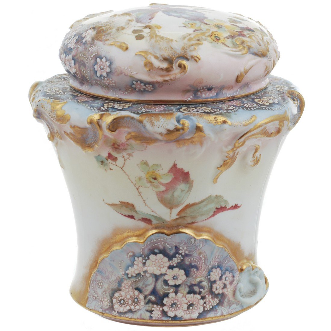 Royal Doulton Burslem Floral Biscuit Jar, H. 7" (1 of 1)