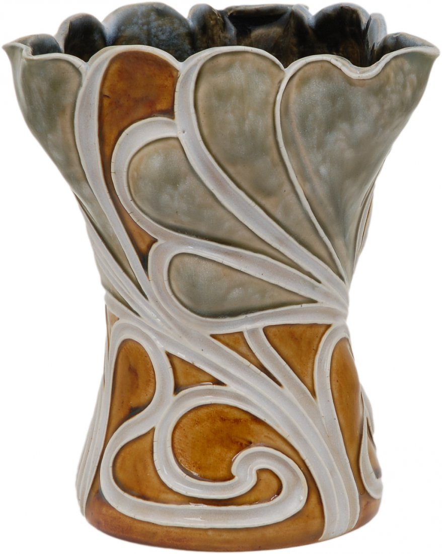 Royal Doulton Lambeth Art Nouveau Swirls Stoneware Vase (1 of 1)