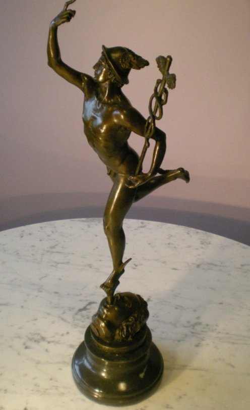 PATINATED BRONZE STATUE OF MERCURY (1 of 9)