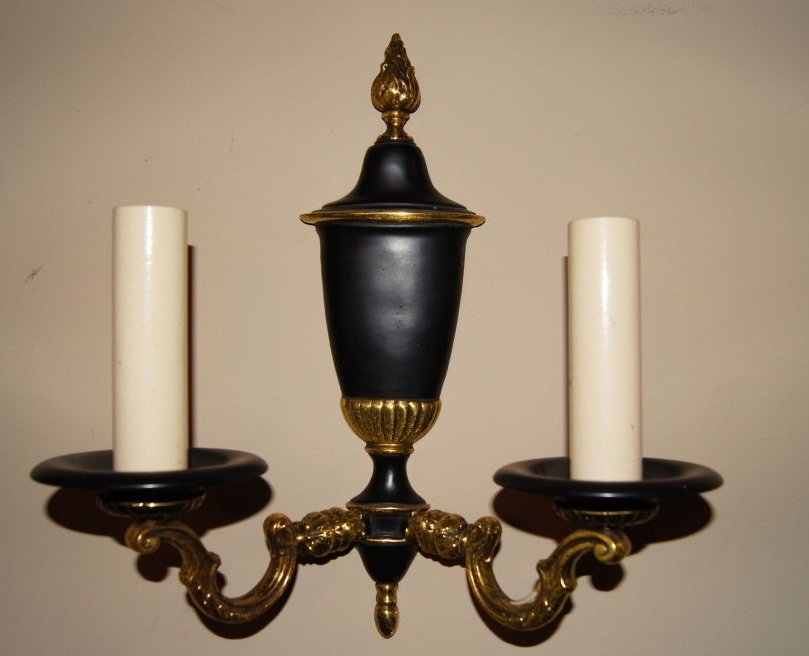 PAIR OF BRONZE SCONCES WITH PAINTED FINISH (1 of 2)