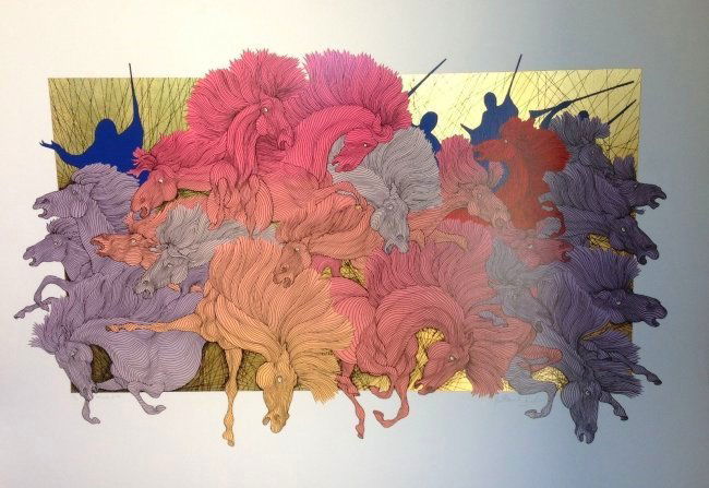 Guillaime Azoulay -1988 Color Screenprint with gold (1 of 5)