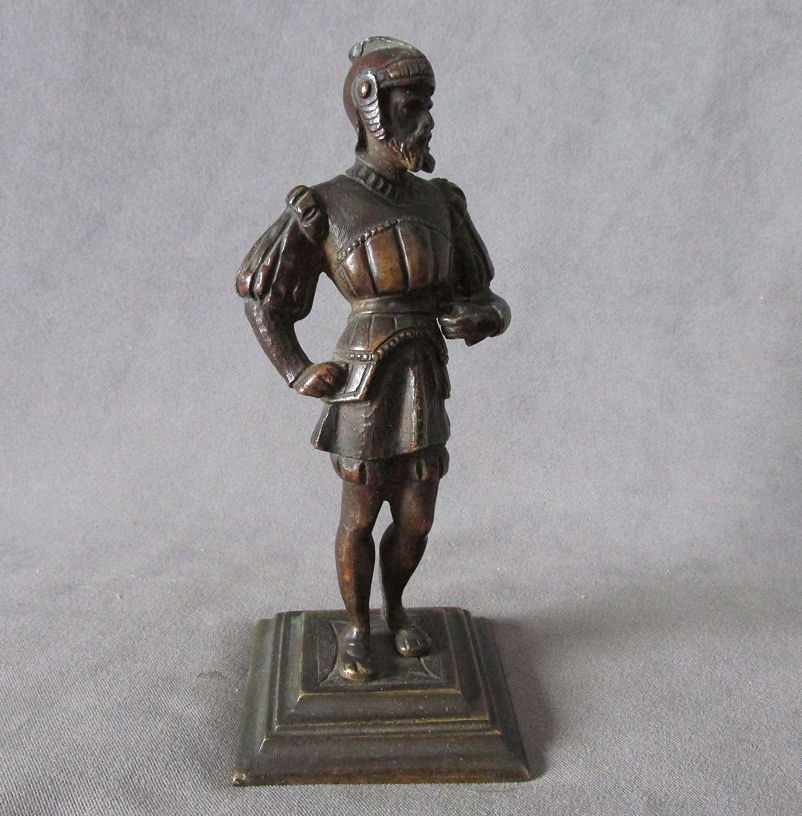Antique Miniature Bronze Knight Cabinet Sculpture (1 of 5)