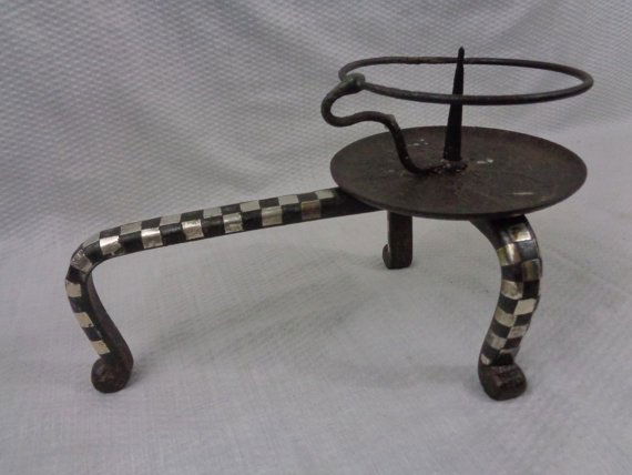 Antique Japanese Pricket, Bronze with Silver Overlay (1 of 5)