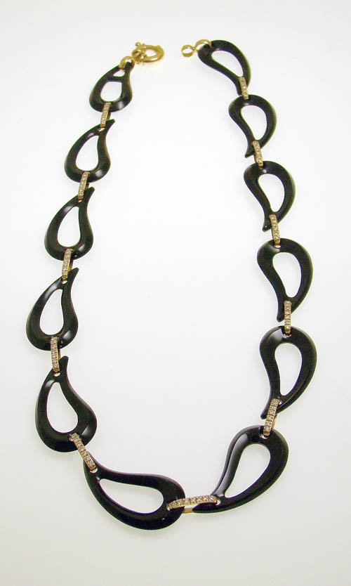 18KYG BLACK AGATE AND DIAMOND NECKLACE (1 of 4)