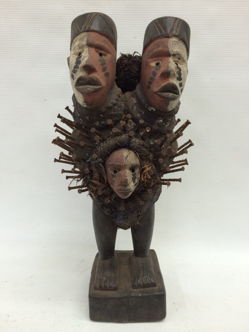 Bacongo Three Headed Fetish Statue (1 of 5)