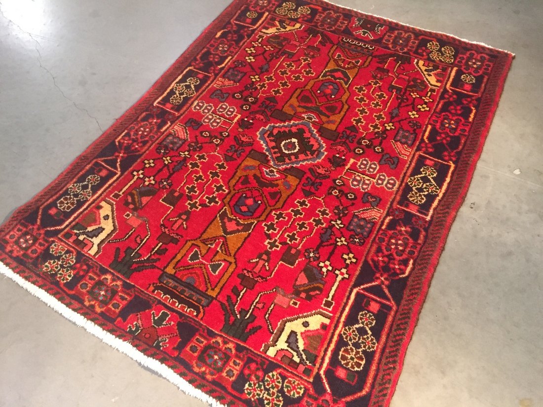 4x5 AUTHENTIC PERSIAN HAND KNOTTED WOOL HAMEDAN RUG (1 of 5)