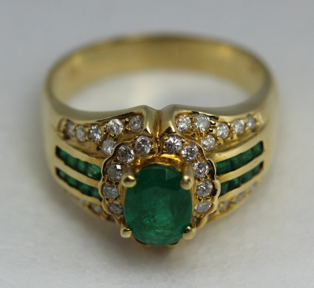 14kt Yellow Gold Oval Emerald Diamond Ring (1 of 6)