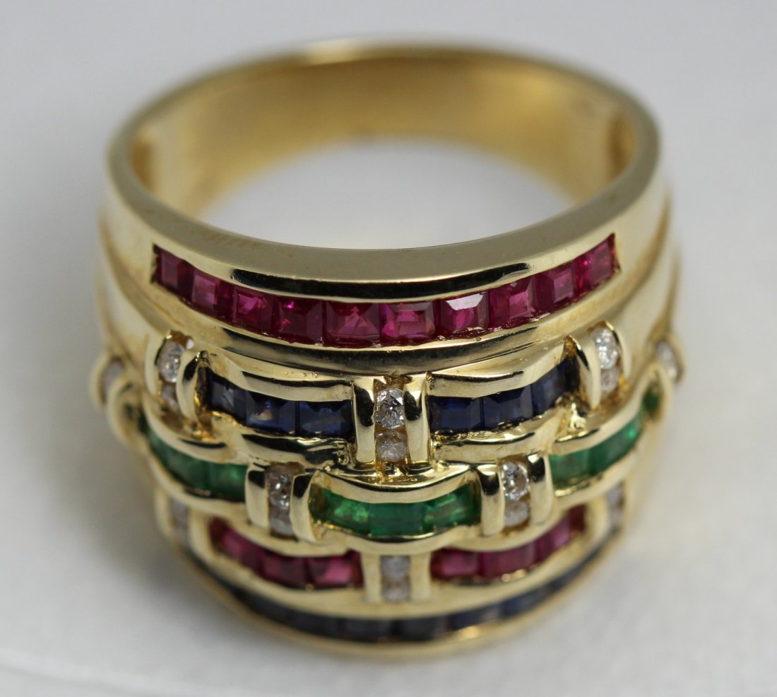 14kt Yellow Gold Multi Colored Stone Ring (1 of 7)