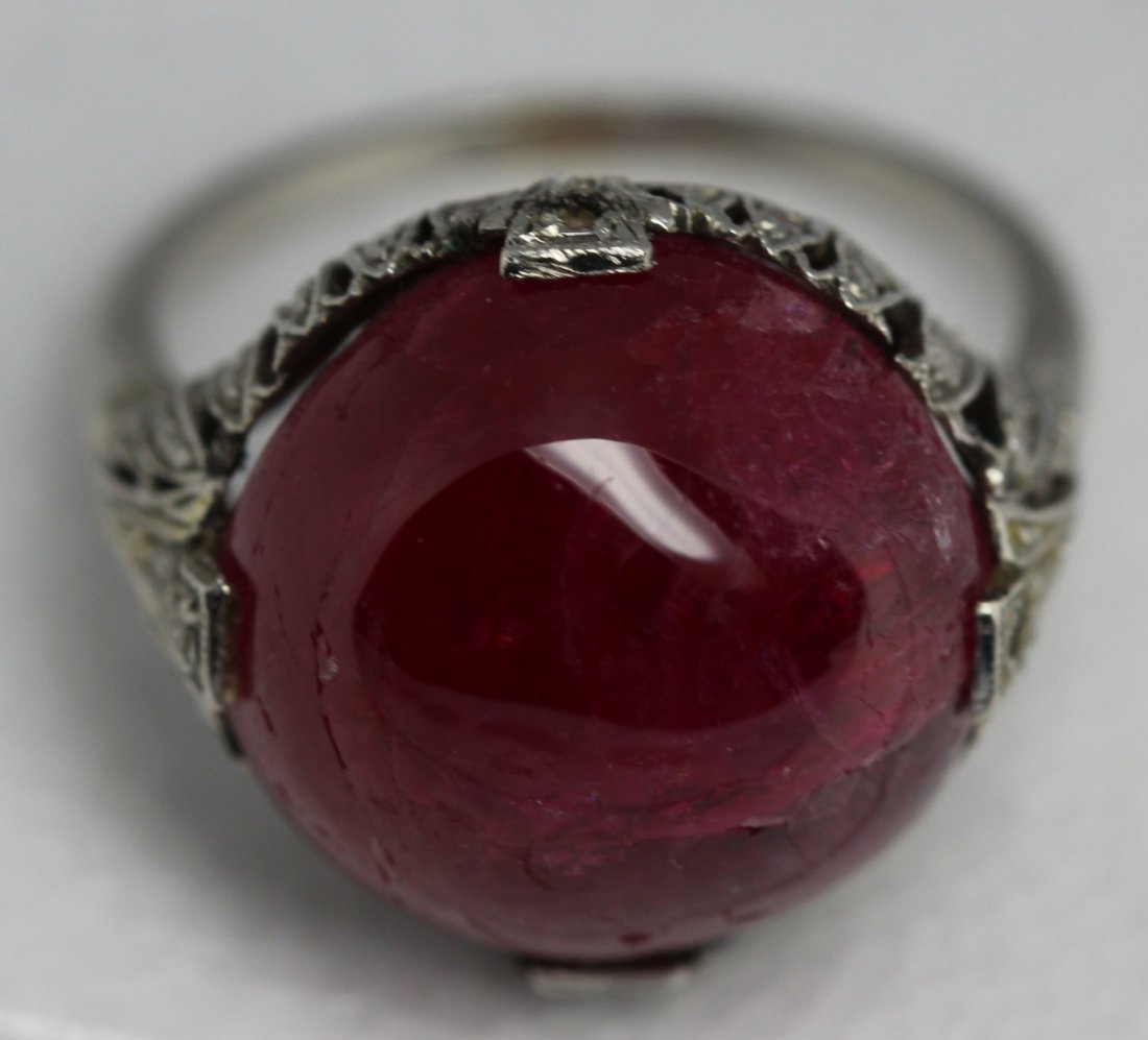 Platinum Cabochon Ruby Ring (1 of 5)