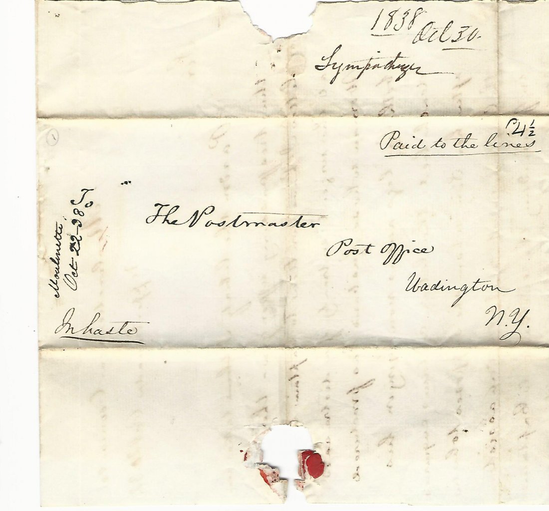 1838 Folded Letter Upper Canada Rebellion (1 of 2)
