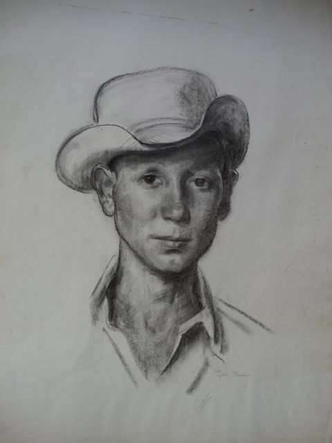 Ejnar Hansen, Drawing of California Ranch Hand P1036: Ejnar Hansen, drawing, study of what became the watercolor of the California Rand Hand (P1039). Paper, no frame Provenance: Hansen Estate Measurement: 22 x 27. This item ships from Los Angeles, CA