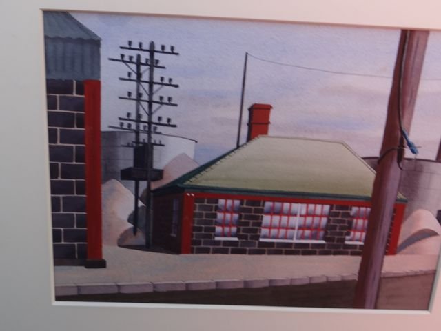 Edgar Corbridge Precisionist Watercolor of Gasworks (1 of 5)