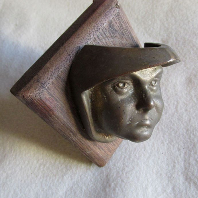 Arts & Crafts Bronze Monk Frair Plaque, Match Safe (1 of 3)