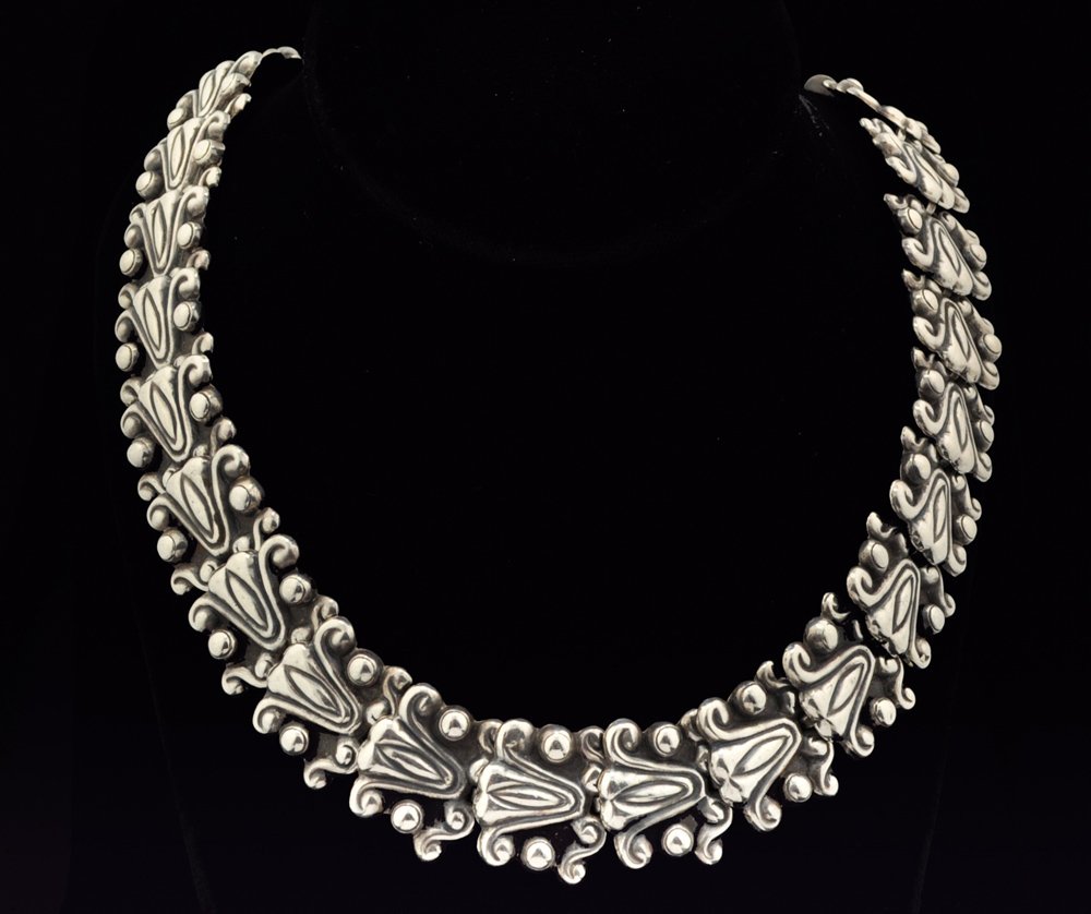 Early Mexican Handwrought Sterling Silver Necklace 20" (1 of 5)