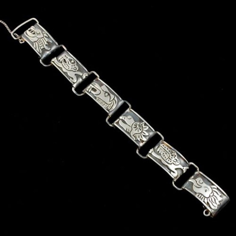 Vintage Doris Mexican Sterling Silver Niello Bracelet (1 of 6)