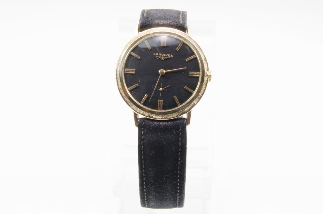 Longines Blackdial GL: Brand: Longines Model: Blackdial GL Serial: 14KTgold 14KT yelllow gold case, leather strap, black dial Reference Number: 401