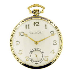 Patek Philippe Pocket Watch: 18K Gold. Enamel case, all intact. Circa 1920's Free shipping for this item within the continental US.