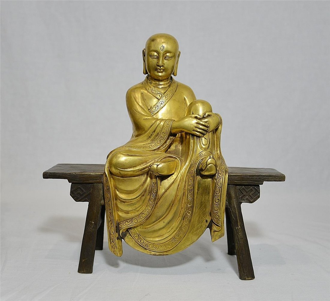 Chinese Gilt Bronze Statue of Searted Buddha (1 of 6)
