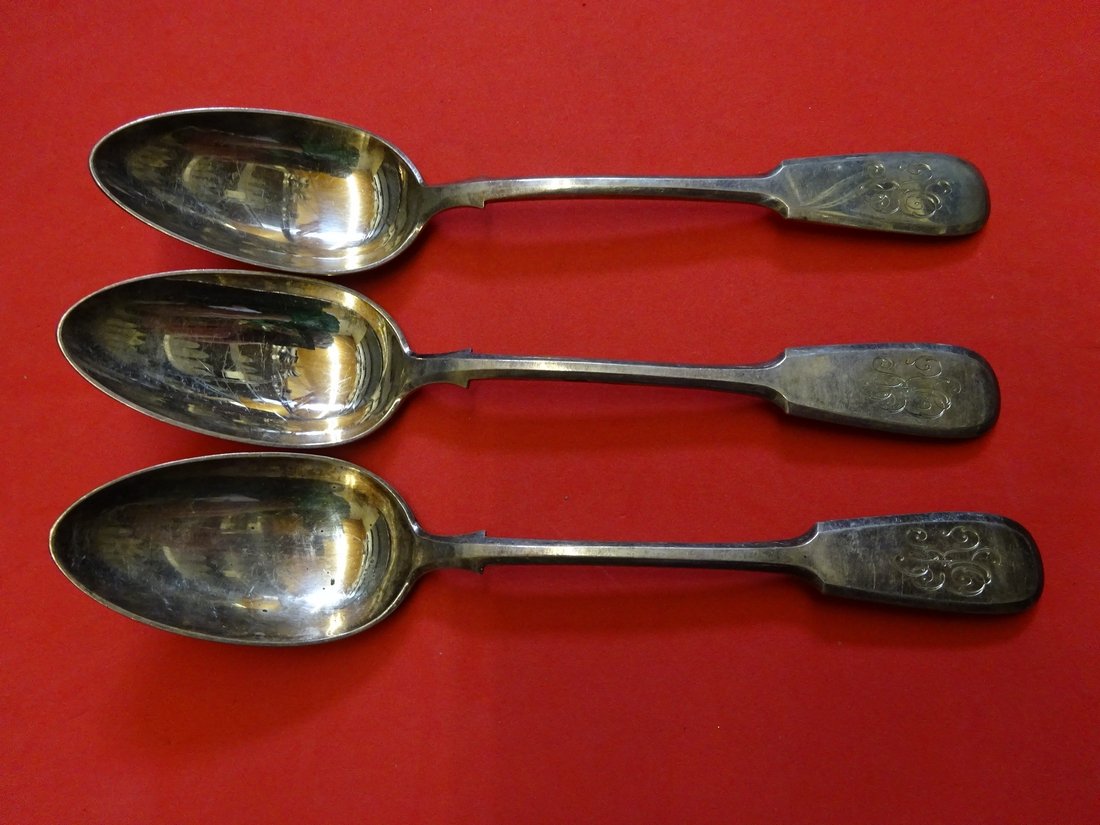 Faberge Russian silver 3 dinner spoons (1 of 4)