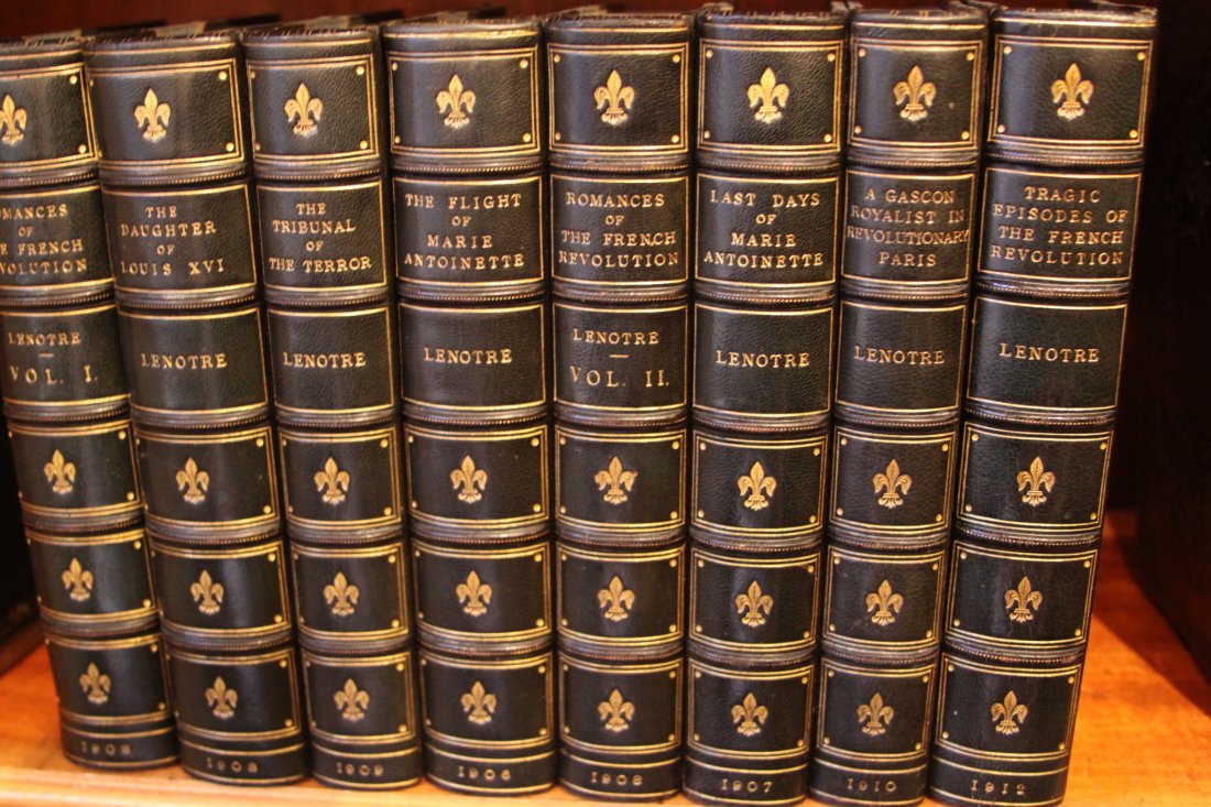 8 vols. G. Lenotre. Romance of The French Revolution.: With many illustrations. Bound in 3/4 blue morocco TEG, RB, gilt panels. Pub: London: William Heinemann. Free shipping for this item within the continental US.