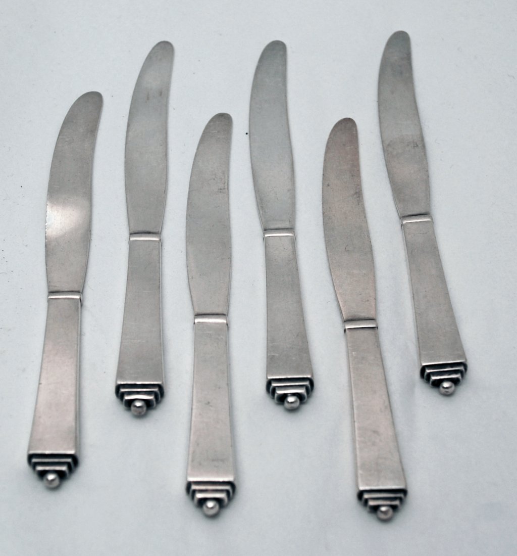 Set of Six Jensen Pyramid Fruit Knives (1 of 2)