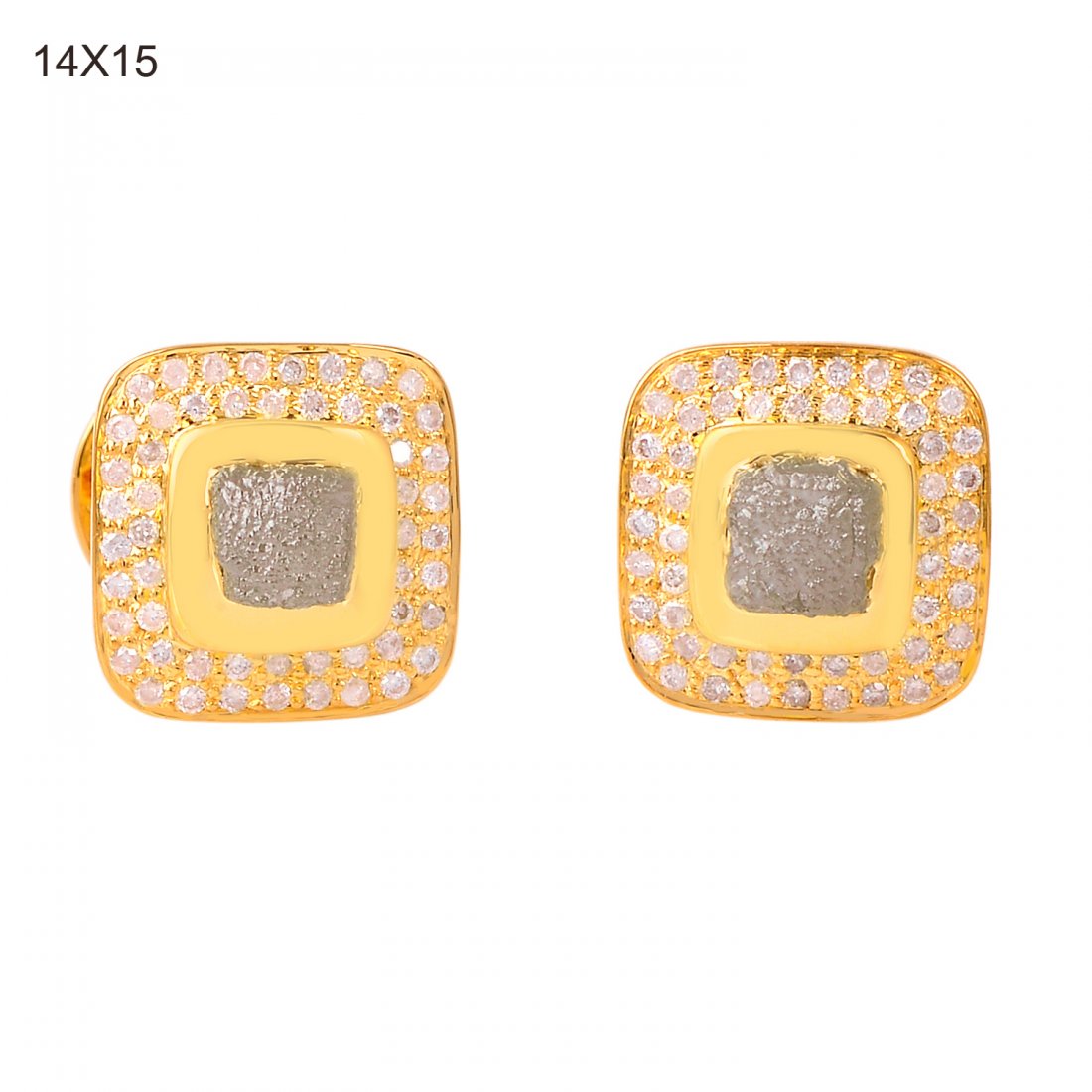 Cushion Shape Cufflink with rough diamond (1 of 2)