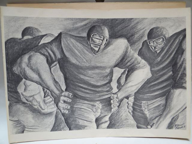 Ernie Barnes Footballers Lithograph P776 (1 of 5)